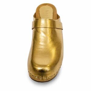 Hoof x Lost & Found Metallic Gold Leather Wooden Platform Clogs EU 40 US 9.5